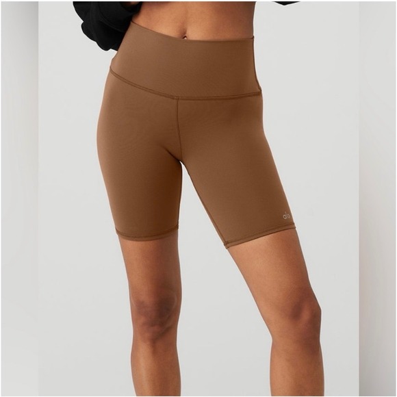 ALO Yoga Pants - Alo Yoga Airbrush high rise biker shorts M brown active athletic running